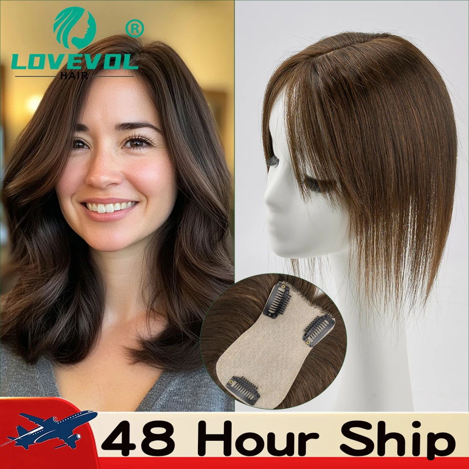 LoveVol 10 ”7*11 cm Injektovaný hodvábny objem objemu 100% Remy Human Hair Topper Natural Skalp Topper pre tenké vlasy s ranami