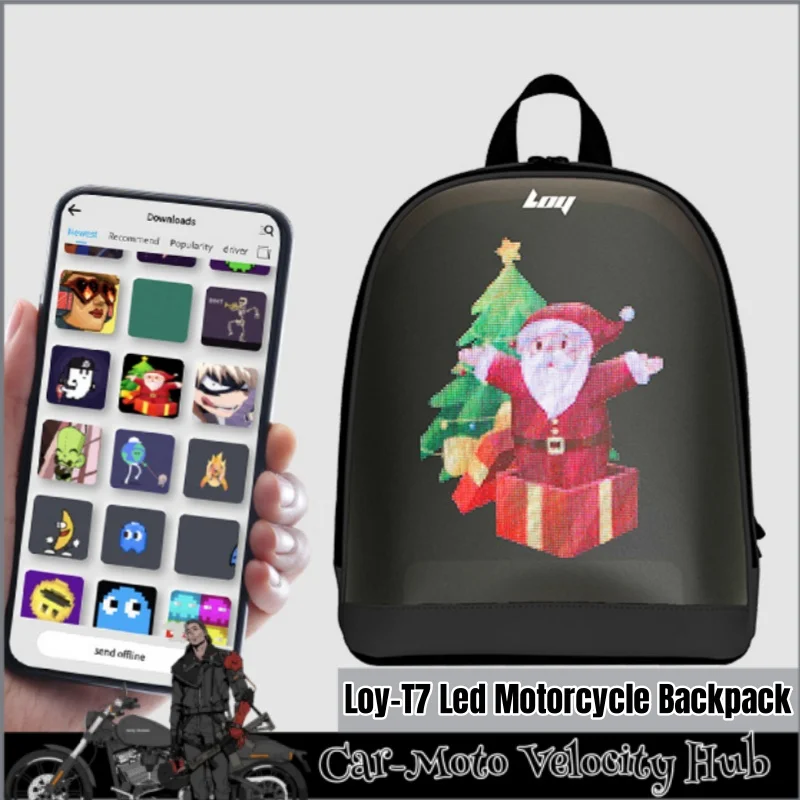 Loy-T3 Motocyklové tašky LED displej s obrazovkou Inteligentná reklama Business tašku nepremokavá motoliek na koni kreatívny batožinový batoh
