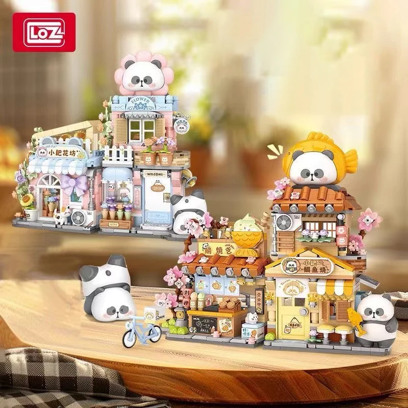 Loz skladacie ulice View Series kvetináč Snapper Yaki Shop Food Shop House Zhromaždenie detských kresiel Build Block Block Hračky