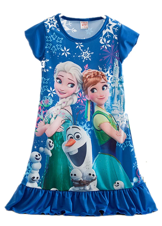 Loď od nás 3-10T malé dievčatá Anna Elsa šaty batoľa deti Frozen Pyžamy šaty Disney Princess Night Gown Domáce oblečenie