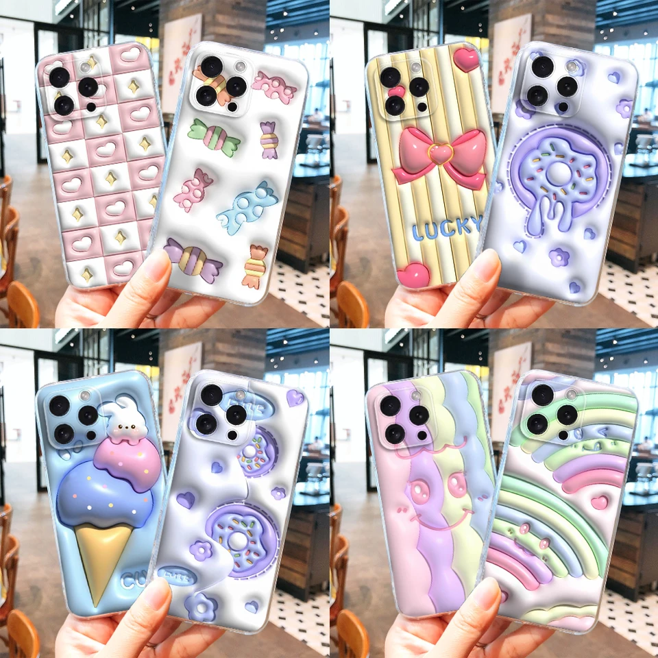 LP3 3D Candy Pattern Soft Case pre Moto G9 Powe One Pro E12 E22i E22 G52 G42 G32 G22 G23 Z2 Z Play P40 P30 Edge 30