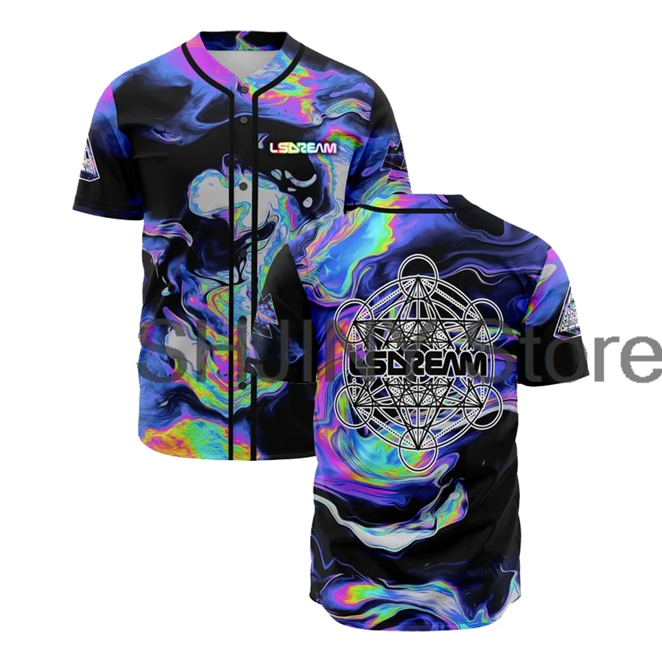 Lsdream Eyes Rave Edm Festival 2024 baseball dres unisex s krátkym rukávom košele Ženy Men muž Streetwear Tee Hip hop oblečenie