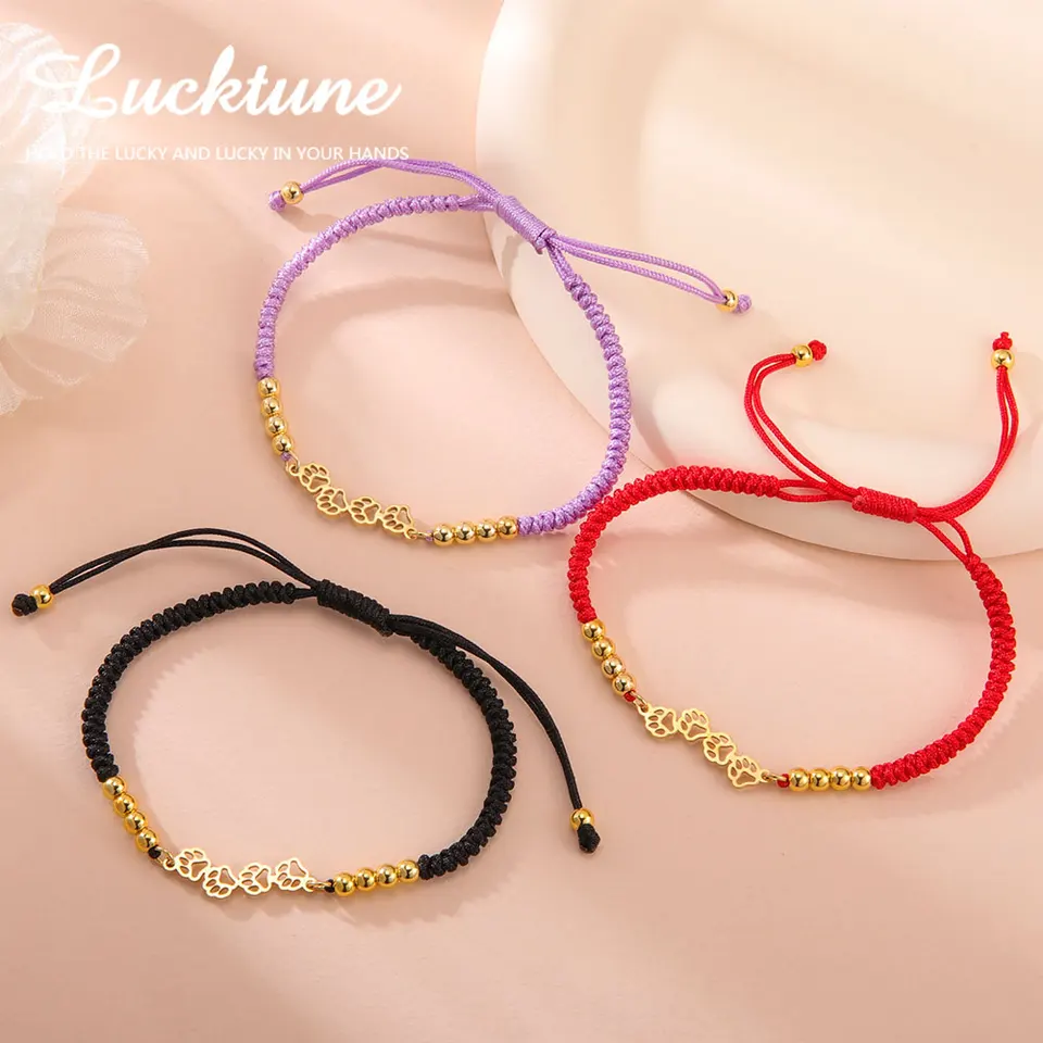 Lucktune Dog Cat Paw náramky pre ženy z nehrdzavejúcej ocele Zvieracie stopy