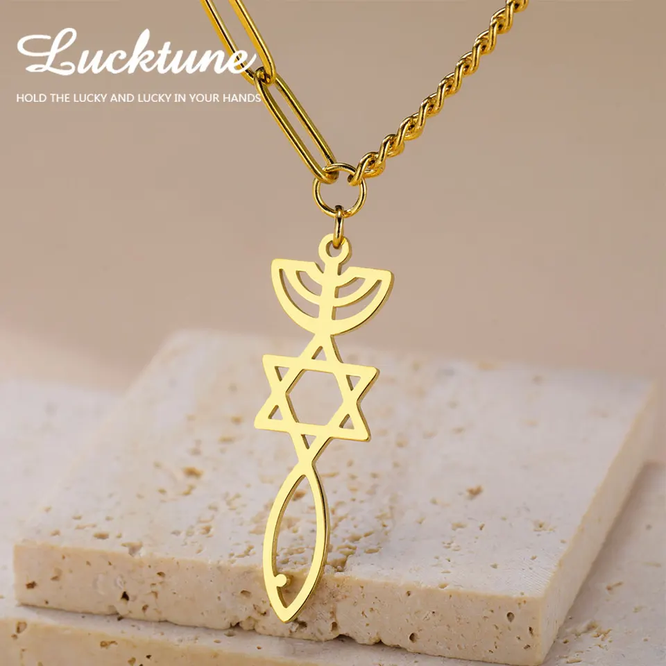Lucktune Messianic Star of David Menory Judaism Symbol Symbol Symbol prívesok pre ženy pre ženy Men z nehrdzavejúcej ocele Židovské šperky darčeky