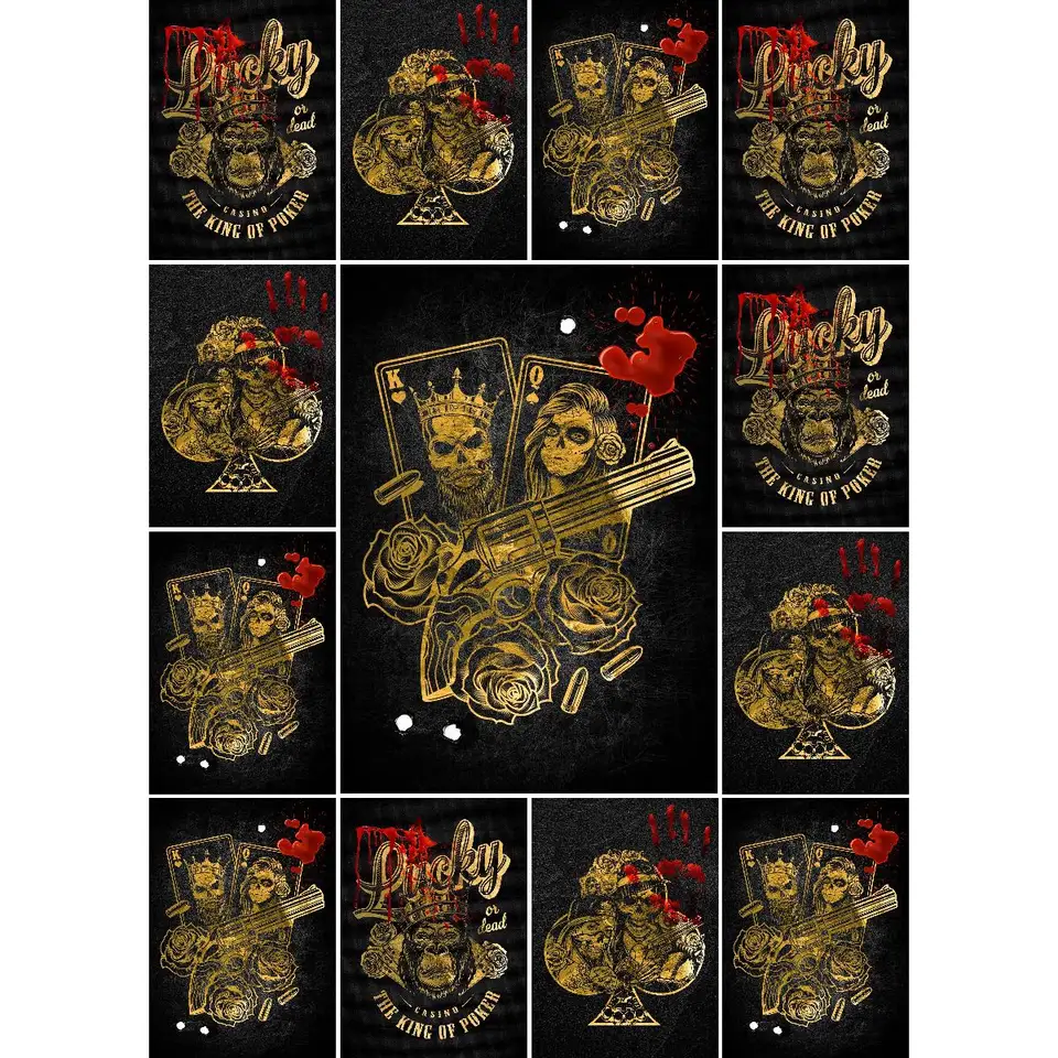 Lucky alebo Dead poker kasíno plagát Mancave Wall Decor Design Design Collection Domovod dekorácie výtlačky pre herňu alebo salónik