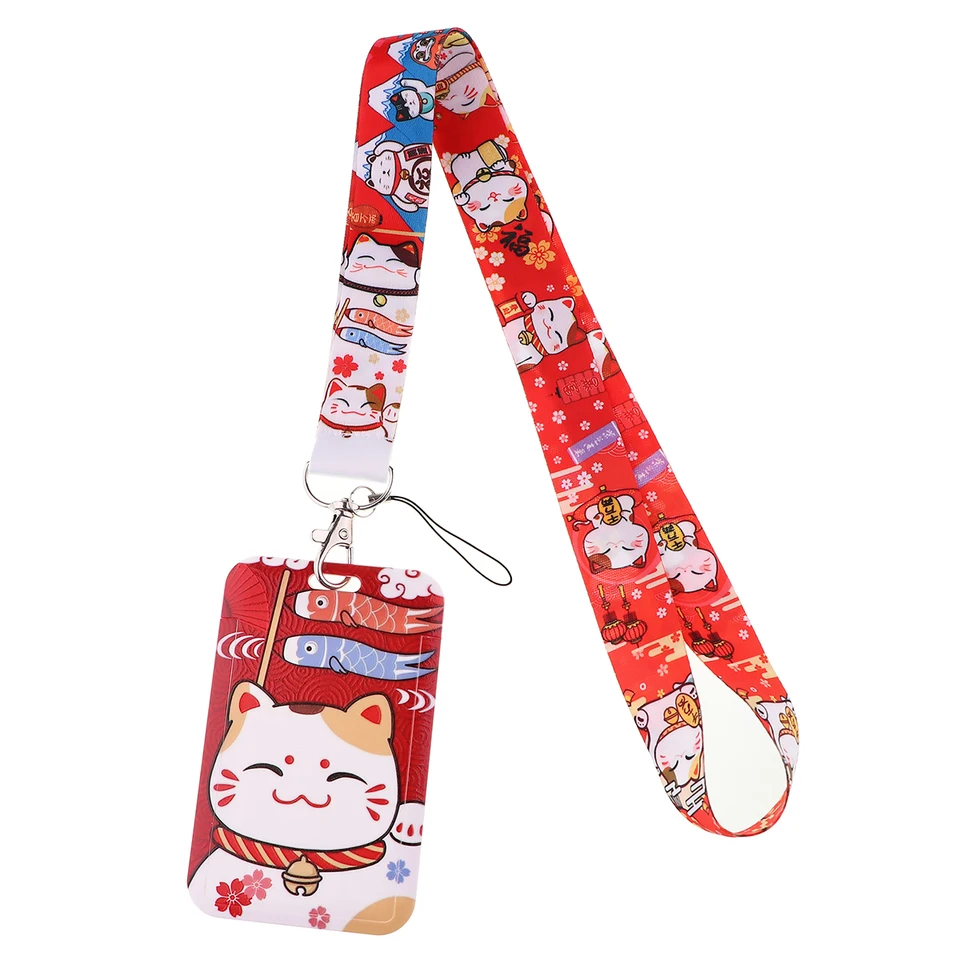Lucky Cat Animal Lanyards pre kľúče na krk popruh šnúrky ID držiak odznak držiak kľúča držiaka kľúča zavesenie lana keyrings doplnky Darčeky
