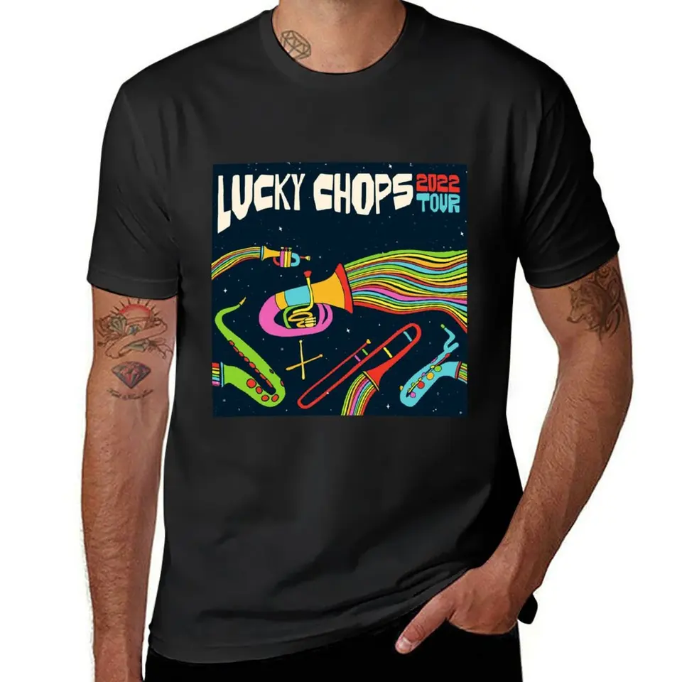 Lucky Chops Tričko vintage čierne potenie anime mužov oblečenie