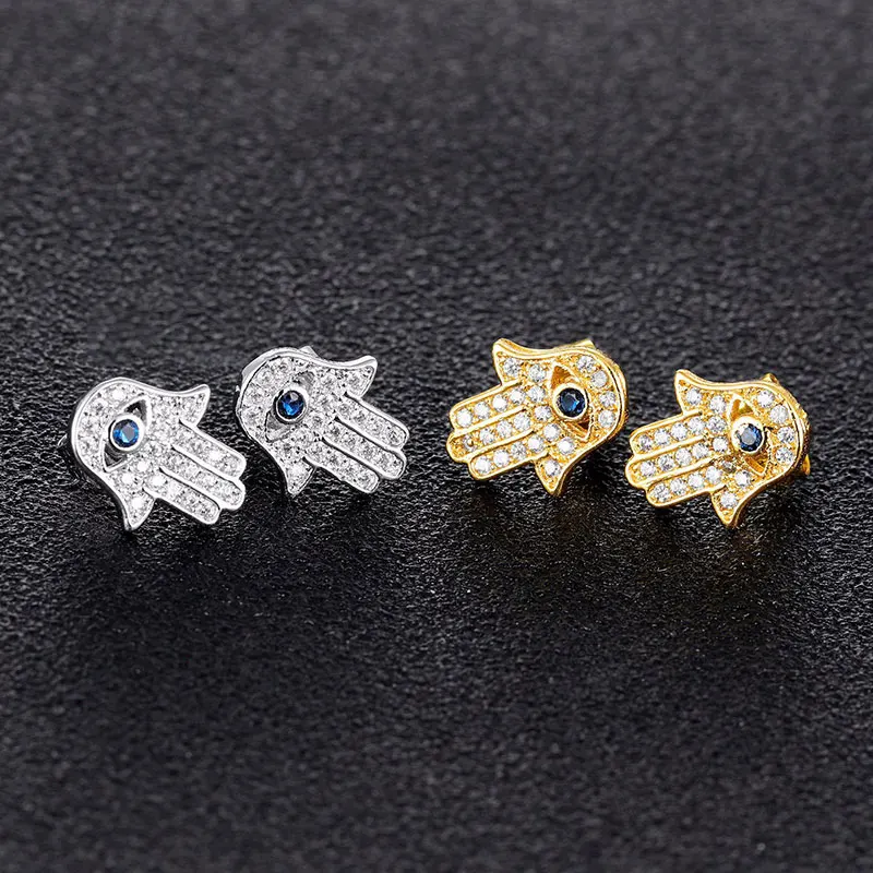 Lucky Eye Hamsa Ručné náušnice pre ženy kubické zirkónia módne šperky malé dievčatá Dámske narodeniny darček Elegantné doplnky