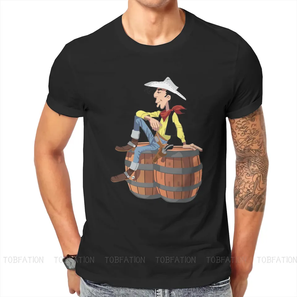 Lucky Luke Cartoon Set T Tričko klasické móda Vysoko kvalitné tričko Loose O-Neck Streetwear
