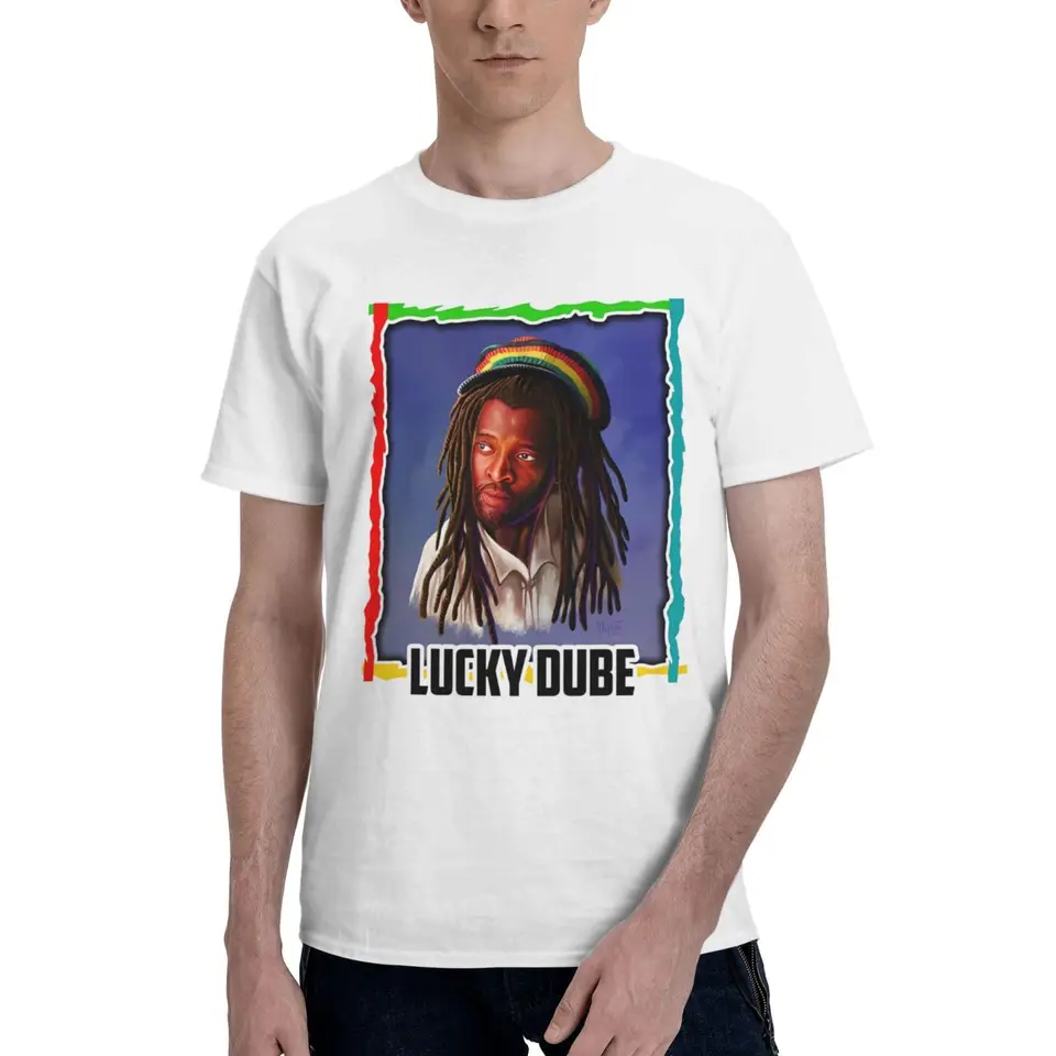 Lucky Music Dube Mens Tričko letné športové noviny s krátkym rukávom 302 Whitecartoon nadrozmerné