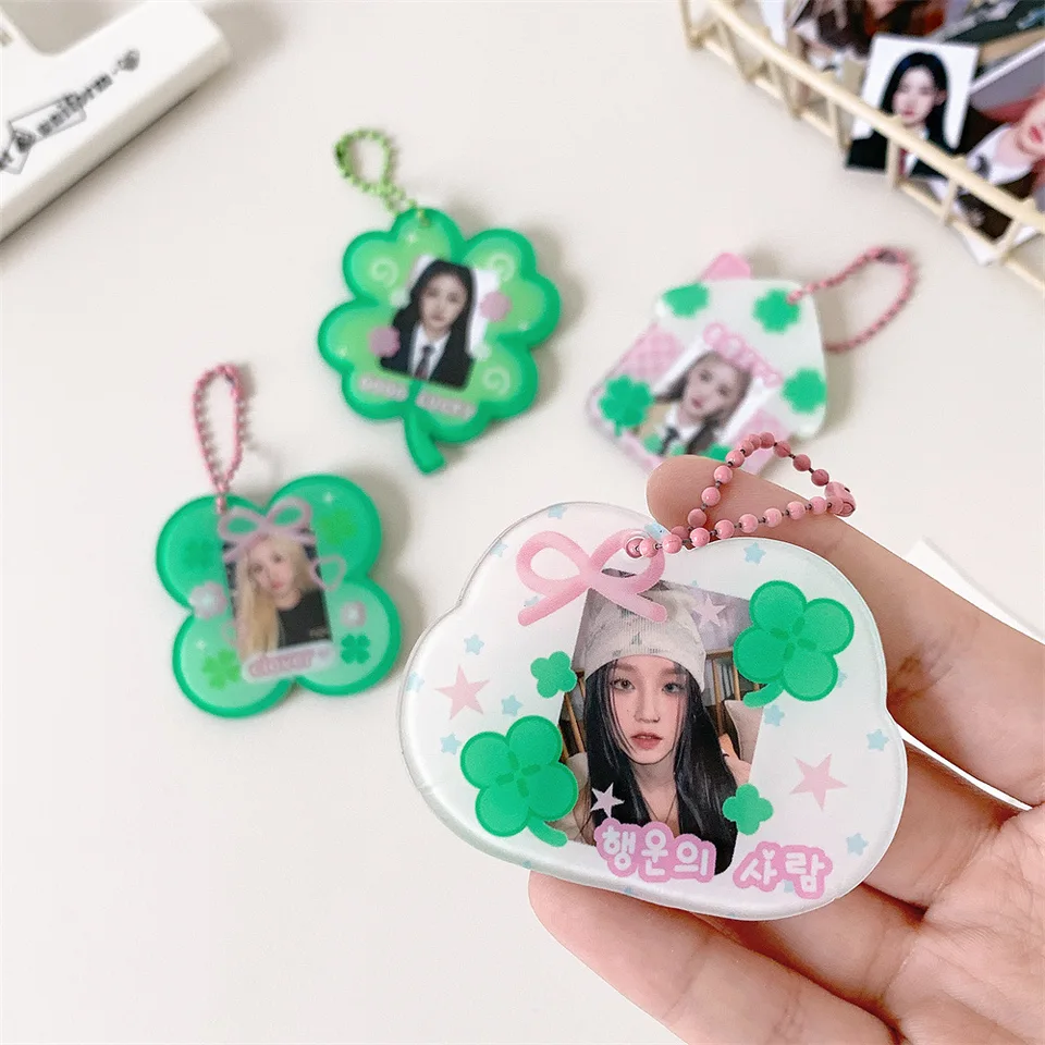 Lucky štvorlístok Clover Temed Držiteľ foto kariet pre 1inch fotografiu Kórea štýl K-pop idol foto-karta ochranný kryt puzdro