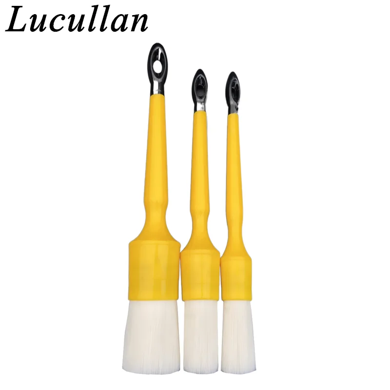 Lucullan odolný 3 balenie s detailom kefy biele nylonové vlasy pre predplatné a interiérové ​​kožené woks