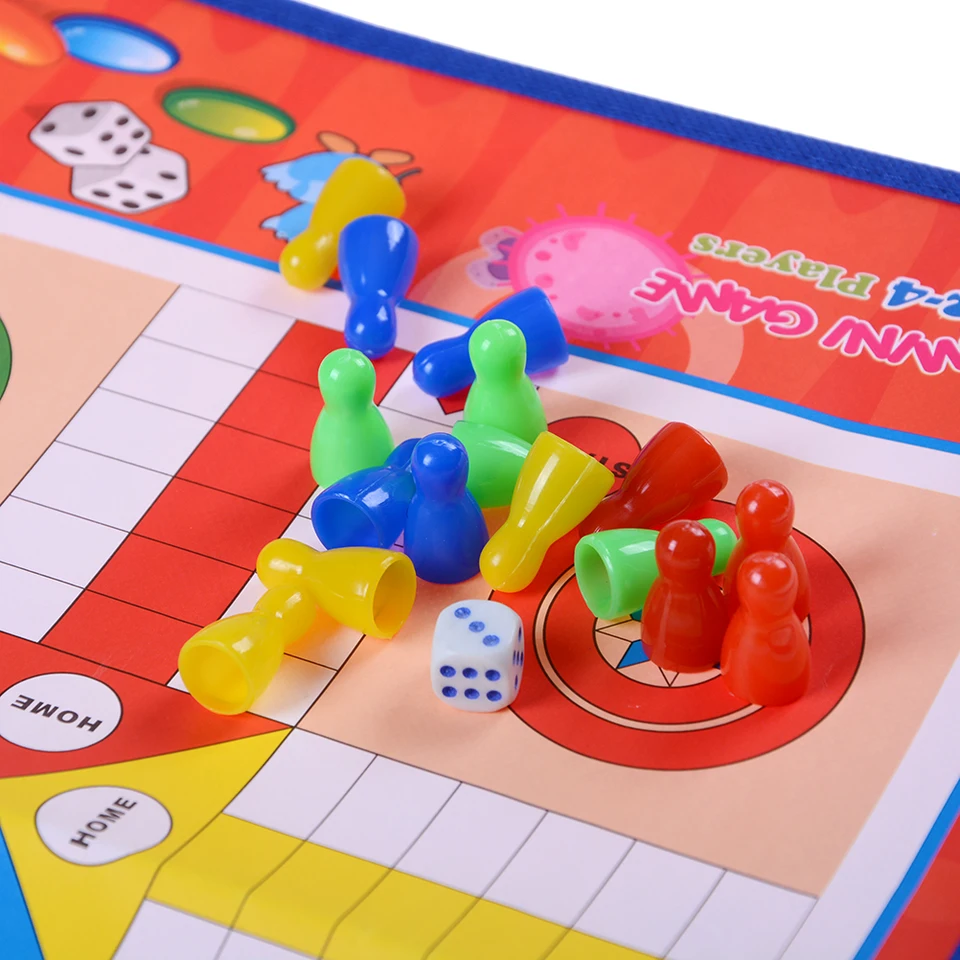 Ludo Šach netkané skladacie hadové šachové šachové rebríky hračky Family Game Vzdelávacie hračky Režim