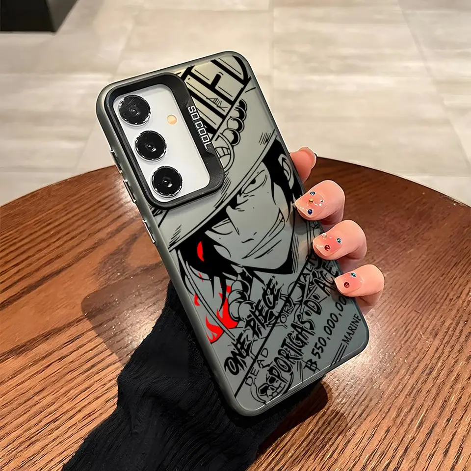 Luffy Ace Zoro Pirates Pase Case Matte Strieborný puzdro pre Samsung Galaxy A05 A31 A32 A33 A34 A53 A54 Luxury Cover