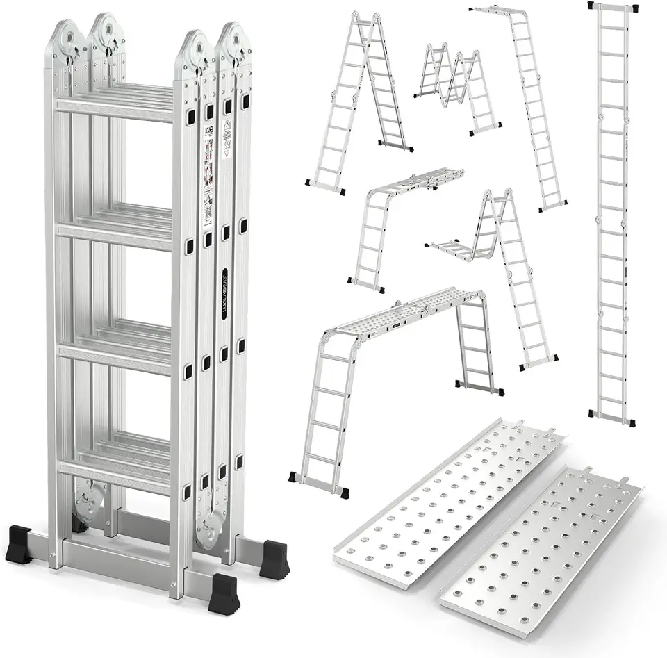 Luisladdery 15,5 stôp skladací rebrík viacúčelové hliníkové rozšírenie 7 v 1 krokovej vysokej úrovni kombinácia en 131 štandard