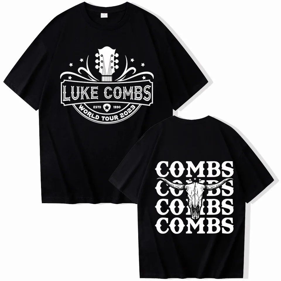 Luke Combs Tričká Country hudba Západný svet Tour Men Men Dámske tlačenie bavlnené tričko s krátkym rukávom Tričko s nadmerným tričkám