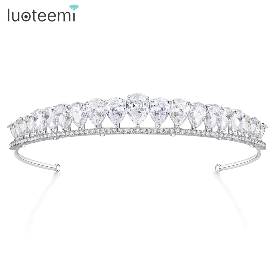 Luoteemi Cz Svadobná diadém trblietky Crystal Stones Svadobná princezná koruna Classic Prom Jewelry pre ženské večierky doplnky