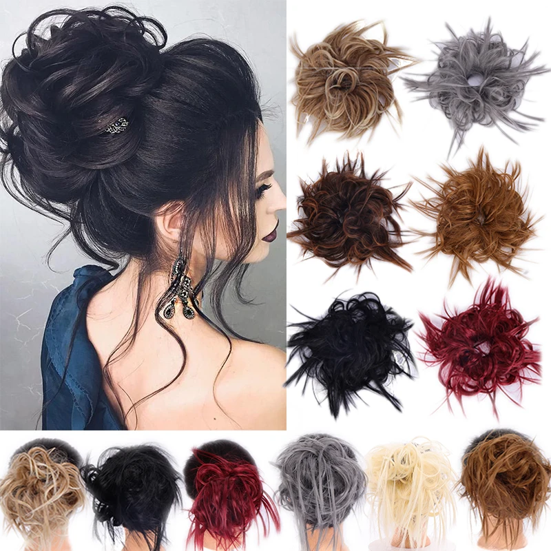 Lupu chaotický syntetický vlasový buchta scrunchie chignon pre ženy predlžovanie vlasov príčesky tepelne odolné