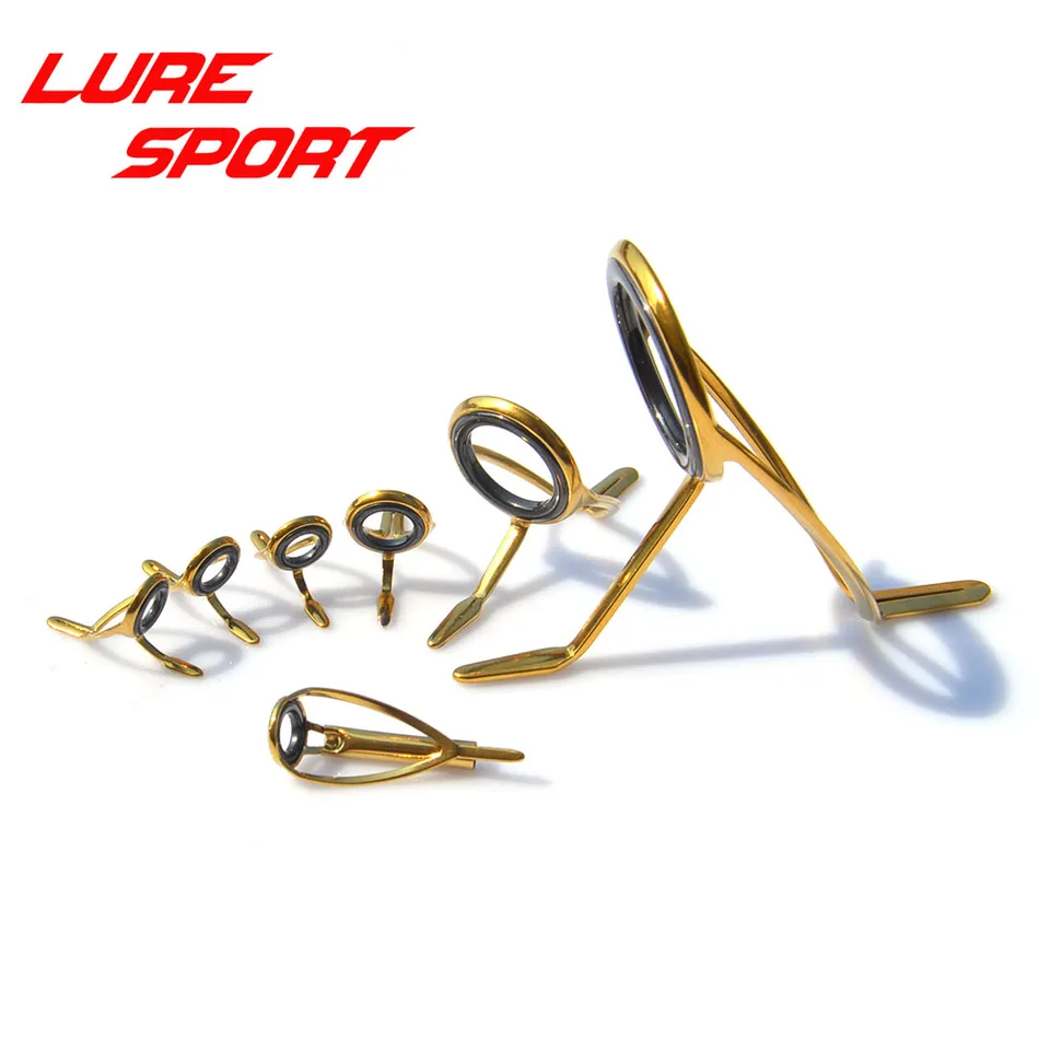 Luresport 7ks Gold Steel Frame Guide Set Set Kw30 Sprievodca Mn Top vodiaci prút budova Komponent Oprava DIY Príslušenstvo