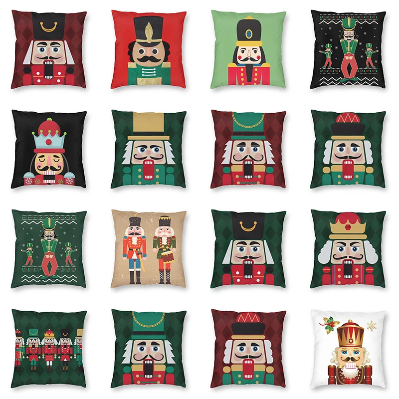 Luskáčik vankúš na vankúš Panlow Ornament Ornament Domáca dekorácia Hray Soldier Print Square Cushion Cover vianočný darček