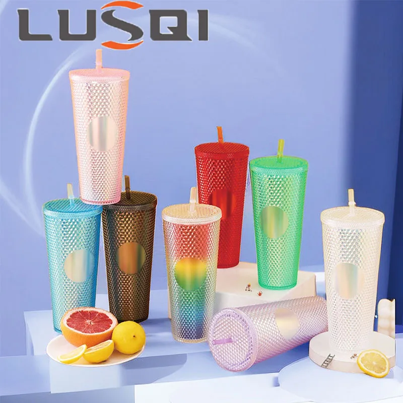 LUSQI 710 ml textúra PLASTNÉHO PLAVNÉHO PÁSKA VODA PREPRAVNÉHO PUSOPODNÉHO PUSIER S Slamkou veka pre vonkajšiu cestu veľkú kapacitu