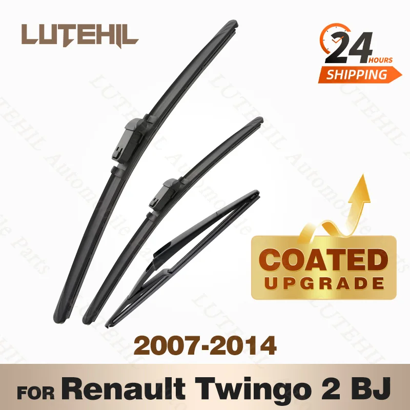 Lutehil's Silikone Front & Zadný stierač nastavení pre Renault Twingo 2 BJ 2007 - 2014 2008 2009 potiahnutý čepeľ stierača čelného skla 24 