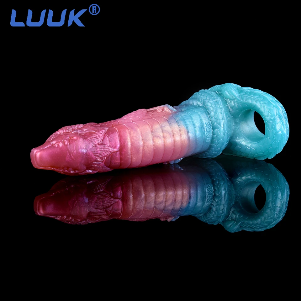 LUUK Nový zvierací drak Penis Penis Rukáv pre mužov pre mužov mäkký silikón Nositeľné ošetrenie kohúta kohúta erotický produkt dospelých