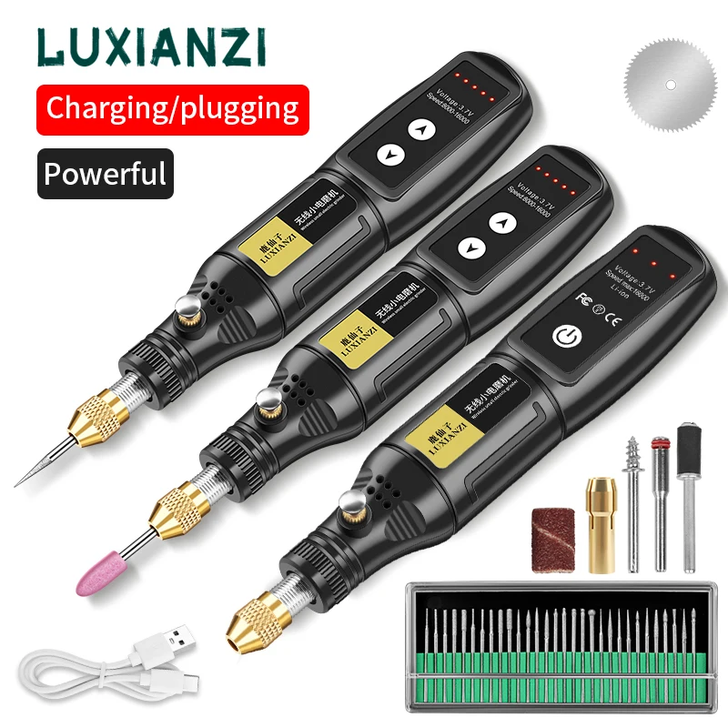 Luxianzi USB Mini Vŕtačka Elektrické rezbárske pero pre drevené vyrezávanie brúsky na leštenie rotačnej súpravy