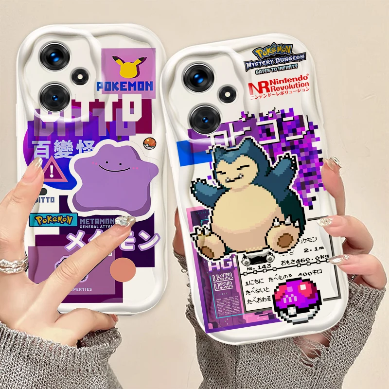 Luxury Mew Snorlax pre Xiaomi Redmi Poznámka 13 12 12S 11S 11 10 9 8 10a 9c 9t Pro Plus 5G Wave Oil TPU Puzdro TPU