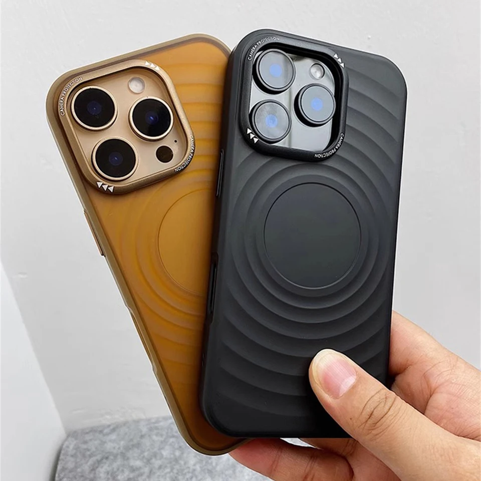 Luxusná 3D voda zvlnená nárazová odolná matná puzdro pre iPhone 16 Plus 14 15 Pro 13 Pro Max kovový šošovkový nárazník Mäkký okrajový zadný kryt zadného krytu