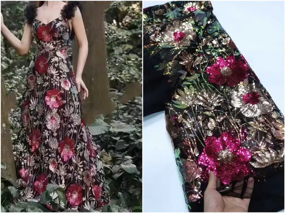 Luxusná africká čipkovaná látka 2025 Najnovšia indická sárí tkanina Vysoko kvalitná Tulle 3D flocin Lace Royal Svadobné šaty yyz891