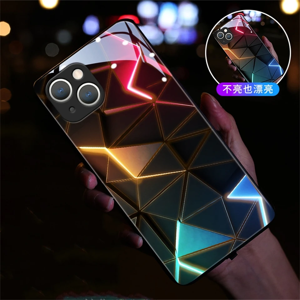 Luxusná geometria LED svetlo žiariace svetelné puzdro pre Samsung S25 S24 S23 S22 S21 S20 FE POZNÁMKA 10 20 PLUS ULTRA A54 A14