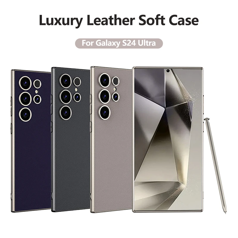 Luxusná kožená ochranná puzdro pre Samsung Galaxy S24 Ultra plná krytka šošovky na ochranu šošovky pre Galaxy S24 Ultra Cover
