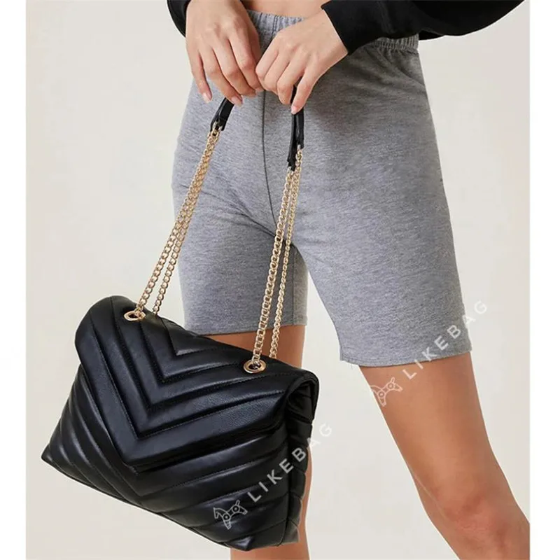 Luxusná taška na reťaz značky pre ženy pre ženy módna kožená kožená krížová taška V Letter Lock Designer CANAGE LINGGE MESSENGER BAG
