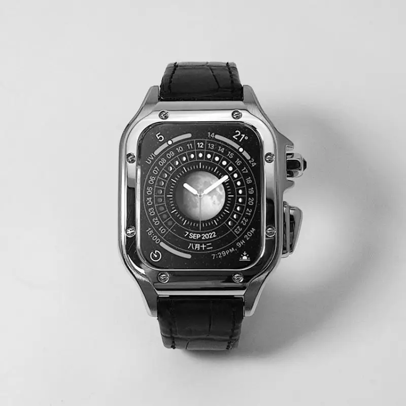 Luxusná z nehrdzavejúcej ocele s plášťom Elektroplatované skutočné zlaté kožené hodinky s viacfarebnou modifikačnou súpravou pre puzdro Apple Watch