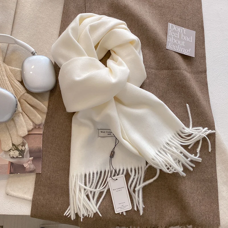 Luxusná zimná vlna šál Ženy kašmíru Warm Pashmina Značka Foulard Fould Shawls Wraps Husté mäkké šatky Bufanda Stocks Stole 2024