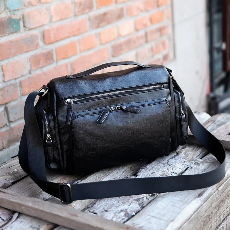Luxusná značka Men's Messenger Bag Random retro kožené ramenné kabelky kabelky Mužský notebook Bolsos сумка мужская сумка мужская