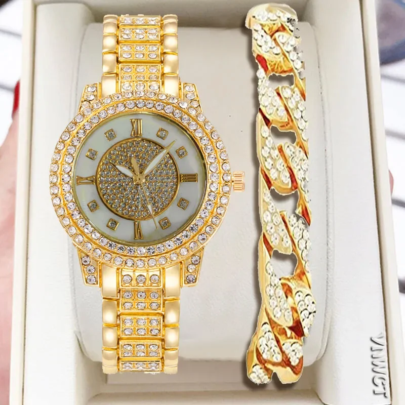 Luxusná značka Ženy Sledujú hviezdnu oblohu Diamond Quartz Watch Dámske náramky