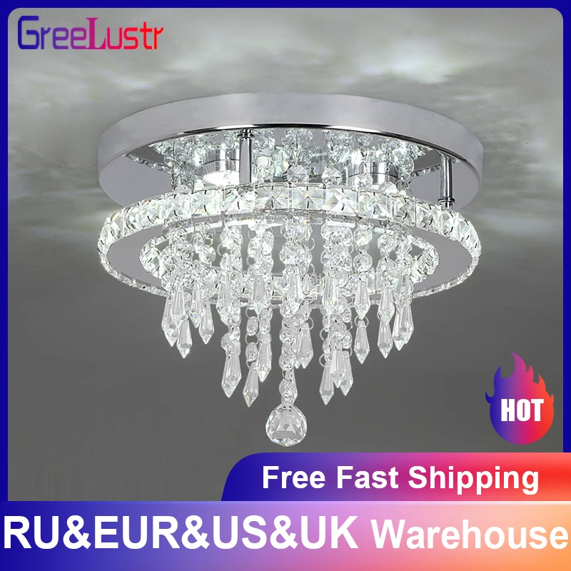 Luxusné 2 vrstvy K9 Crystal LED stropné žiarovky pre spálne uličky Vnútorné lustrové svetlá Luster Plafon Home Deco Kitchen Lighting