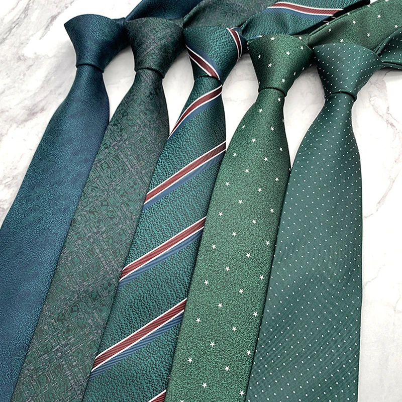 Luxusné 8 cm pánske kravaty tmavo zelené kvetinové bodky formálne klasické obleky obchodné kravatu Jacquard Neck Tries for Men