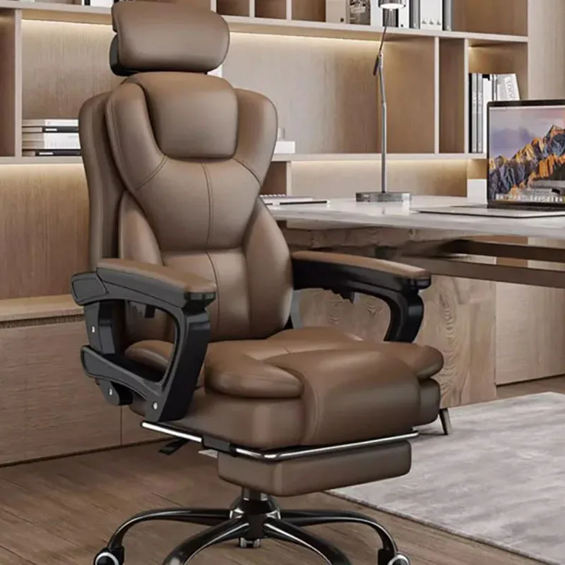 Luxusné a pohodlné kancelárske stoličky Kožené kolesá klzák ergonomické posuvné kreslo Office Learning lakťové opierky Sillas de Gamer Home
