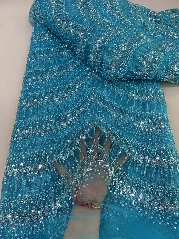 Luxusné africké flitre korálky Groom Tulle Lace Lace Tkanina 2025 Vysoko kvalitná výšivka francúzsky Tulle Lace pre Nigeiran Party Dress