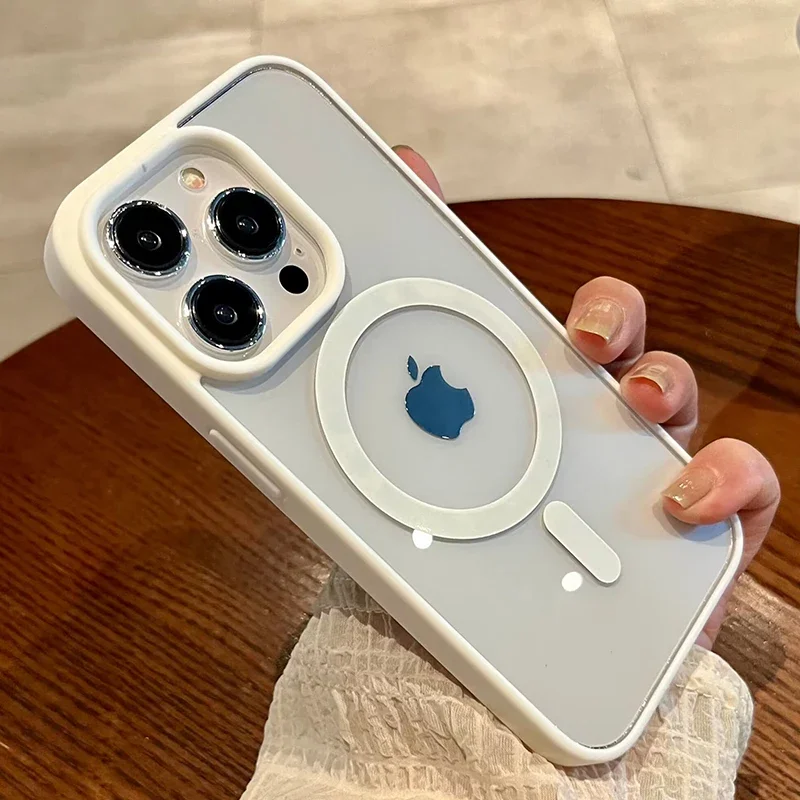Luxusné akrylové puzdro na magnetické číry telefón pre iPhone 13 12 11 15 14 Pro Max 15 Plus pre Magsafe Wireless Hard PC kryt PC