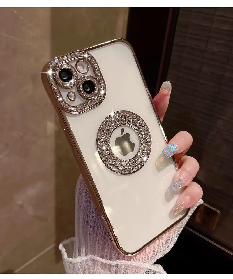 Luxusné elektroplaté diamantové trblietky pre iPhone 11 12 13 14 15 16 Pro Max 14 Plus priehľadné dutiny mäkké nárazník