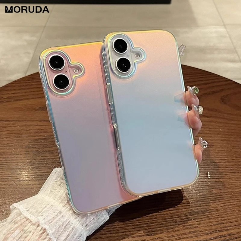 Luxusné farebné puzdro Aurora laser pre iPhone 16 15 14 Pro Max Plus 12 13 11 Gradient Ultra Slim Matte Cover pre iPhone 16Pro