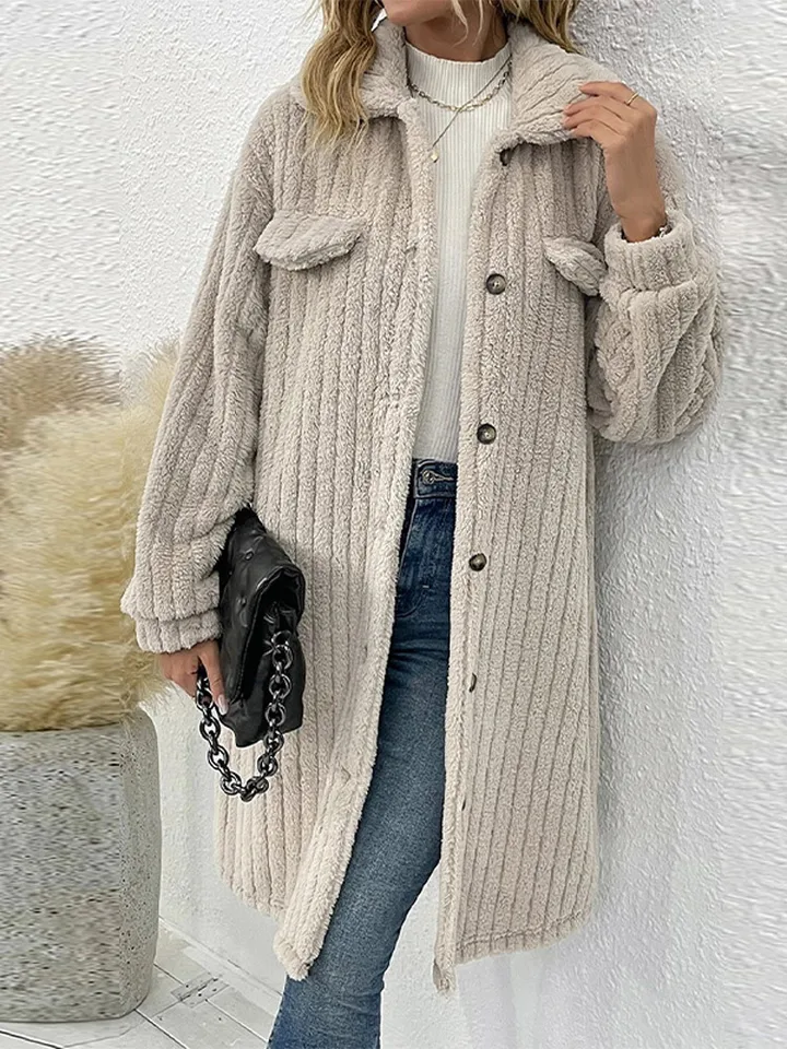 Luxusné fleece faux kožušinové kabáty Ženy Elegantné lakť single Breated Zhustené nafúknuté ženské bundy 2024 zimné dámy Streetwears