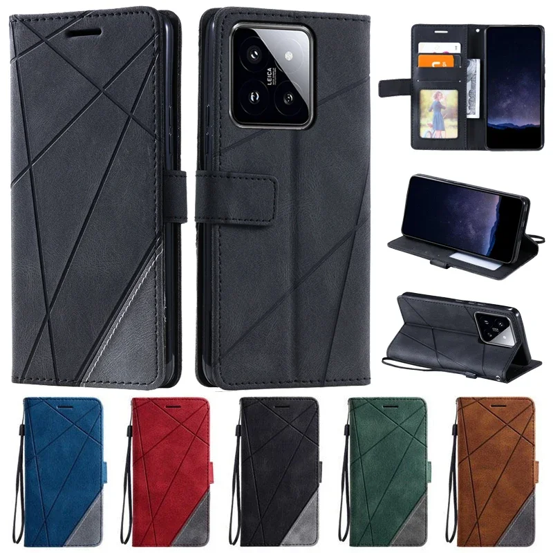 Luxusné flip kožené puzdro pre Xiaomi 14T 13T PRO POCO X6 X5 F6 F5 M6 PRO C65 C61 SOCKOPPORPOPTAPROPLE CARD CART