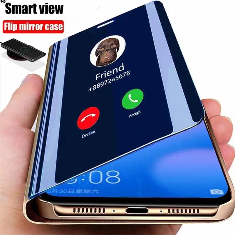 Luxusné flip puzdro pre inteligentné zrkadlo pre Samsung Galaxy A32 A52 A72 5G A02S A12 A02 A82 M62 F62 M12 Stand Phone Cover Cover Coque Fundas
