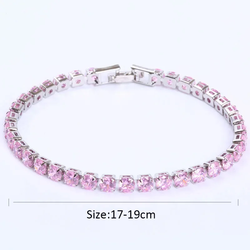 Luxusné hiphop Iced out 4 mm kubické zirkónia krištáľové tenisové náramky pre ženy Men Men Zlatá farba strieborná farba náramok retiazky šperky