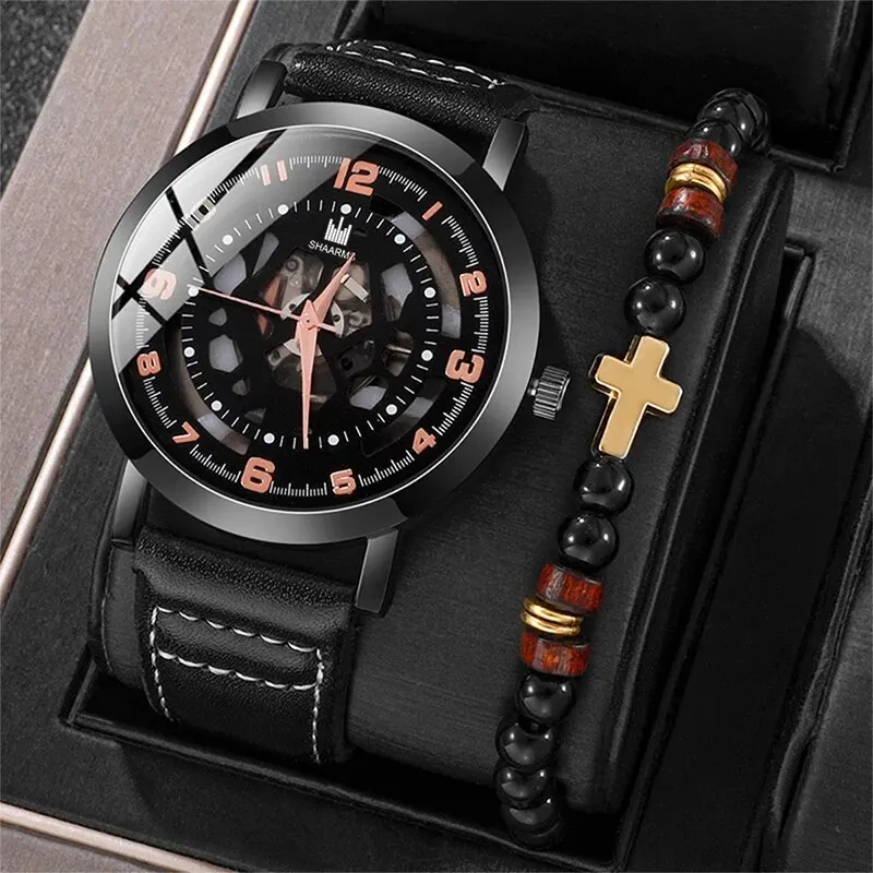 Luxusné hodinky Men Black Sports Big Dial Watch Mens Business Quartz Wrist Watch Casual Watches for Men Clock